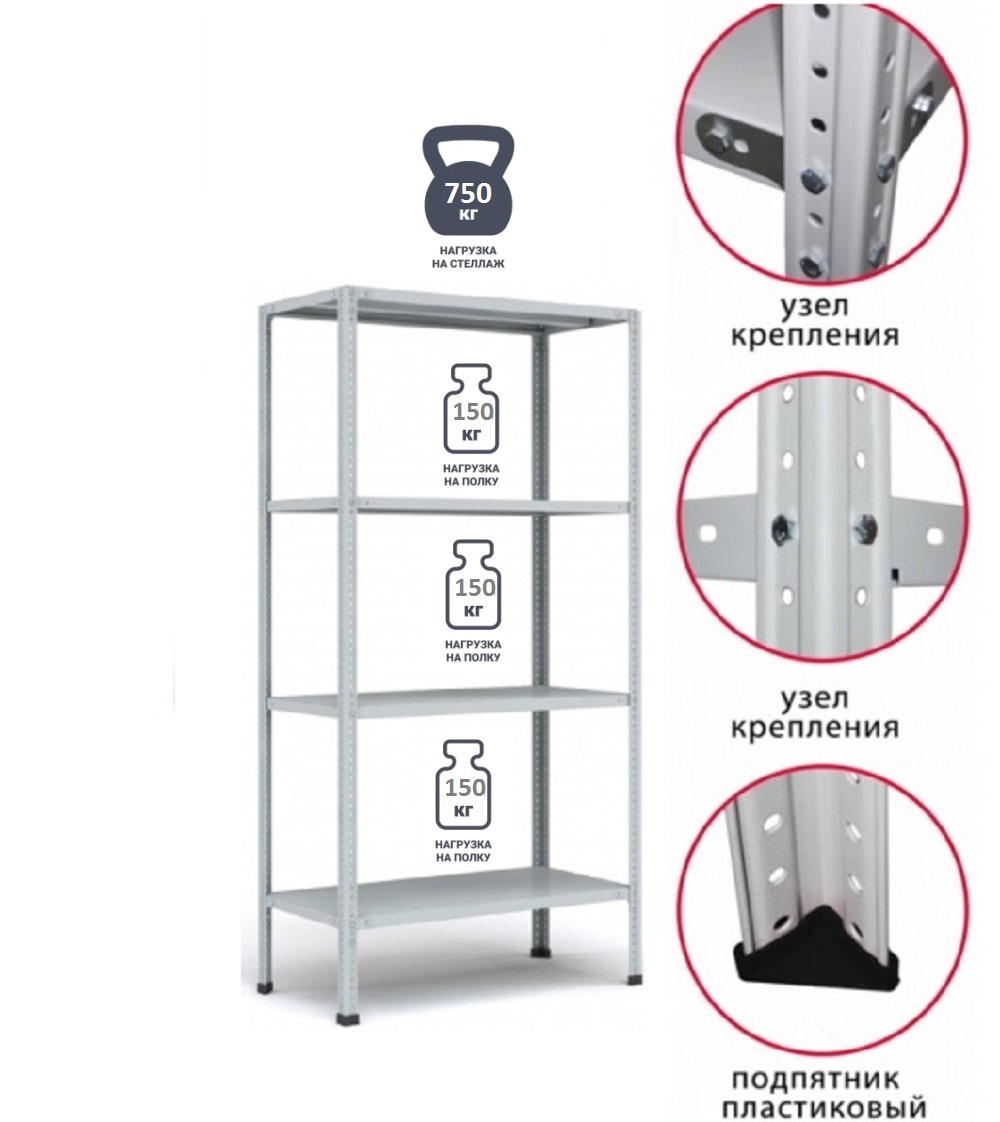 Стеллаж нагрузка на полку до 150кг
